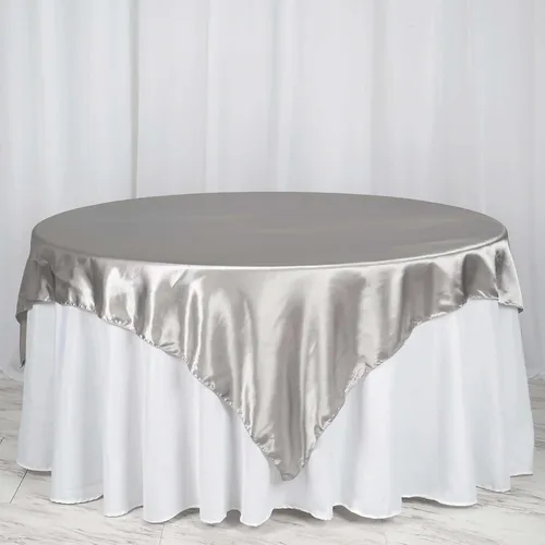 Vista 12 de Efavormart Paquete de 5 Sobremanteles Cuadrados de Satén de 60" para Decoraciones de Mesa de Bodas, Catering y Fiestas, Cubierta de Mantel Negro