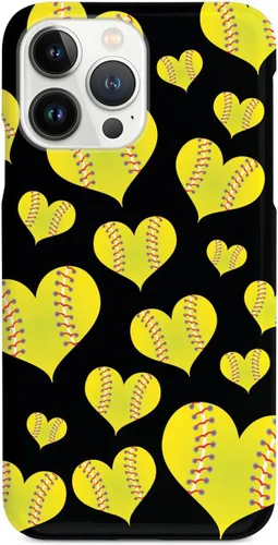Vista 9 de Inspired Cases - Compatible con iPhone Xs Max - Funda protectora con textura 3D para Apple iPhone Xs Max - Patrón de corazón de sóftbol