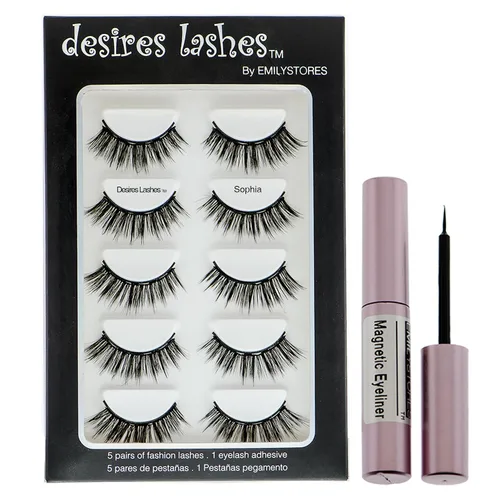 Vista 10 de Paquete múltiple de pestañas postizas con imán natural, 5 pares, gracia