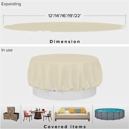 Vista 52 de Fundas para muebles de patio, impermeables, resistentes a los rayos UV, resistentes a los rayos UV, para exteriores, mesa redonda y rectangular
