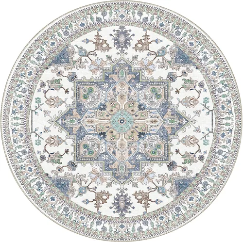 Vista 213 de OPPODREAM Alfombras suaves, pequeñas y lavables con parte trasera antideslizante, alfombra de cachemira sintética de pelo bajo, 2 x 3 pies, azul