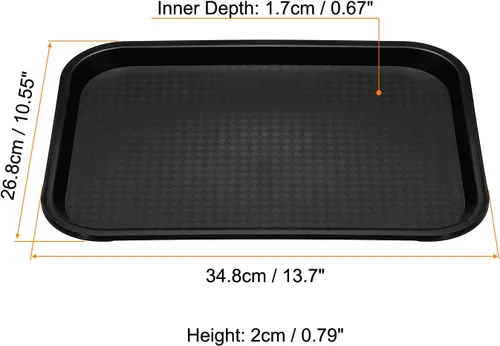 Vista 2 de PATIKIL Bandeja de comida rápida de 13.7 x 10.6, bandeja rectangular multiusos reutilizable de plástico PP para restaurante, cocina en casa