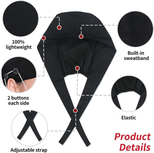Vista 5 de ABAMERICA Gorras de trabajo con botón y banda para el sudor, sombreros de trabajo ajustables para mujeres y hombres, talla única