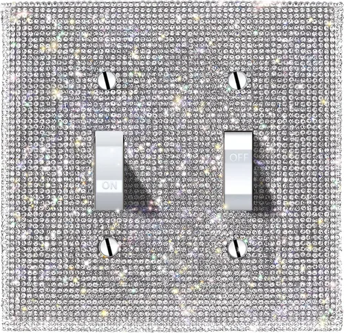 Vista 14 de Cubierta de interruptor de luz con brillos genéricos y enchufes, cubierta de placa de pared con diamantes de imitación brillantes, cubiertas