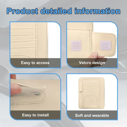 Vista 3 de Augeny Organizador de visera solar para automóvil, pequeño organizador y almacenamiento de visera, soporte para registro y documentos, accesorios