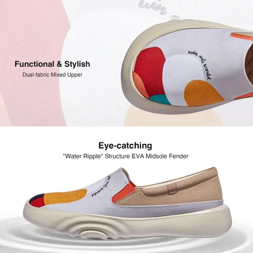 Vista 6 de UIN - Mocasines de mujer de tela, informales, ligeros, cómodos, a la moda, sin cordones, con estampado de arte chino, para caminar o ir de viaje