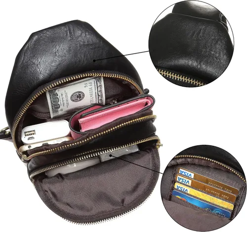 Vista 4 de Bolso cruzado pequeño, riñonera para mujeres y hombres, bolso bandolera de cuero para regalos
