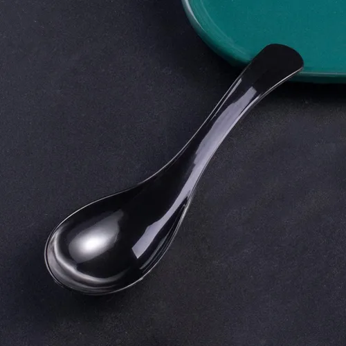 Vista 4 de Hemoton Cucharas de sopa desechables para llevar de 9.44 pulgadas, cucharas de sopa asiáticas de plástico resistente para servir sopas de fideos