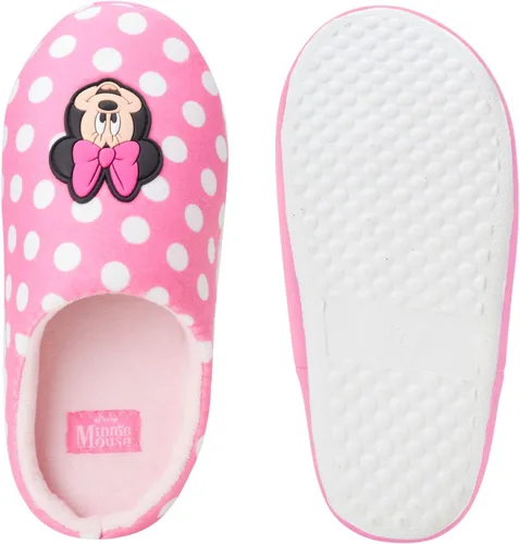 Vista 4 de Disney Girls' Minnie Mouse Slippers - Plush Fuzzy Slippers, Non-Skid Sole (ToddlerLittle GirlBig Girl)