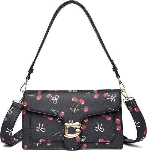 Vista 20 de Travistar Bolsos cruzados para mujer de moda - Pequeño bolso cruzado de hombro con 2 correas, bolso de mano de cuero, bolso de noche de embrague