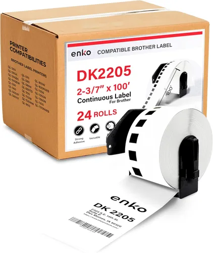 Vista 12 de enKo DK-2205 Etiquetas de papel continuo (2.4 pulgadas x 100 pies) compatibles con impresoras de etiquetas Brother QL QL-800, QL-820NWB QL 810W
