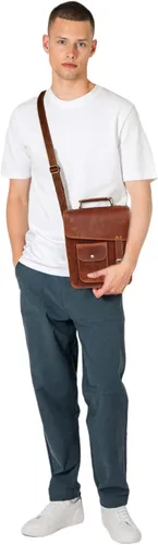 Vista 9 de jaald leather messenger bag laptop case office briefcase gift for men computer distressed shoulder bag