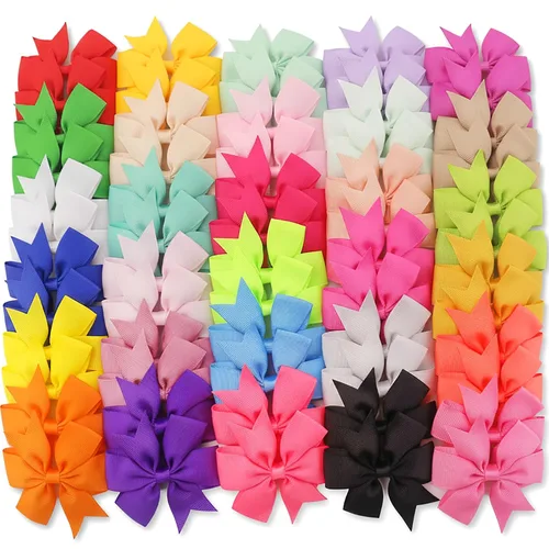Vista 9 de 60 piezas de broches para el pelo con lazos para bebés: broches de 2 pulgadas totalmente forrados para bebés y niñas (30 pares)