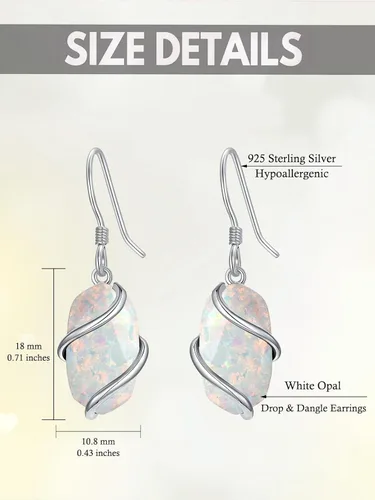 Vista 5 de HPQQ Regalos para mujer, aretes de plata de ley 925 para mujer, delicados aretes colgantes de piedra ovalada, joyería fina, regalos para el día