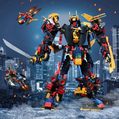 Vista 6 de QLT QIAOLETONG Juego de construcción de robot Mecha transformador 12 en 1, kit de construcción de modelo Mech, 542 piezas compatibles con Lego Ninja