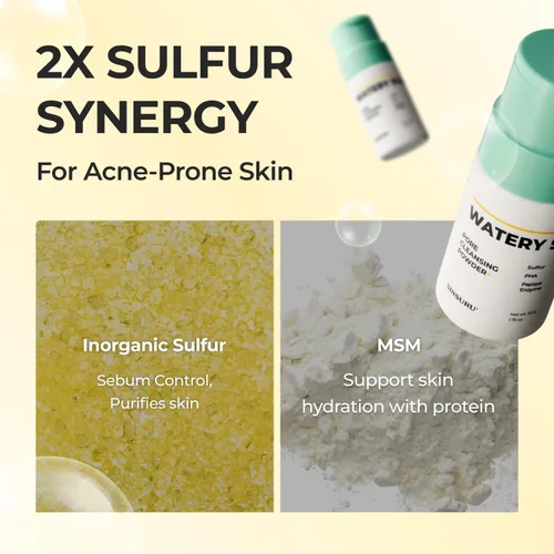 Vista 5 de Polvo limpiador de poros de azufre acuoso, limpiador facial de azufre coreano con enzima y PHA Polvo de limpieza profunda de poros para pieles