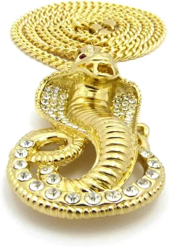 Vista 2 de Nuevo helado fuera Cobra Serpiente Colgante y 36" cadena Cubana Hip Hop collarCP12