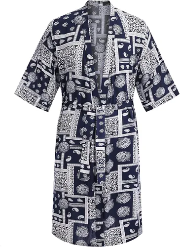 Vista 4 de COOFANDY Men's Lightweight Kimono Robe Japanese Bathrobes Open Front Long Cardigan Cloak with Belt