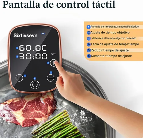 Vista 4 de Cocina Sous Vide, Máquina Sous Vide de 1100 W, Circulador de Inmersión Cocinador de Precisión con Control Táctil, Temperatura Precisa