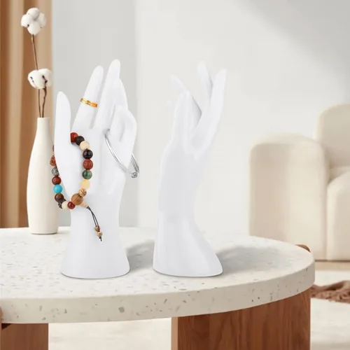 Vista 2 de Soporte de exhibición de joyería de mano de maniquí femenino, exhibición de soporte de anillos, modelo de mano decorativo para pulsera, reloj