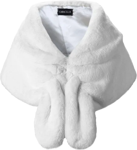 Vista 48 de Caracilia - Elegante estola tipo chal en piel sintética para el invierno.