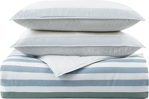 Vista 5 de Nautica - Juego de edredón individual, ropa de cama reversible de algodón con funda a juego, decoración del hogar para todas las estaciones