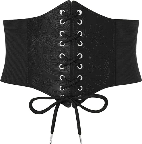 Vista 13 de GRACE KARIN Lace-up Cinch Belt Tied Corset Elastic Waist Belt Negro