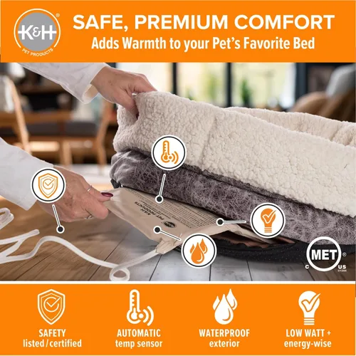 Vista 3 de K&H PET PRODUCTS K & H PET PRODUCTOS MET WEARD WEADER TAN PEQUEÑO 8,5 x 9 pulgadas Create Your Own Heated Cat Bed with The K&H Warmer, Waterproof