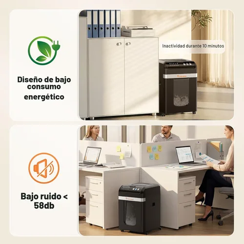 Vista 5 de Bonsaii - Trituradora de papel de 200 hojas de alimentación automática micro corte resistente para oficina 60-Min Nonstop Run, P4 High Security