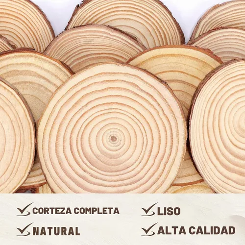 Vista 5 de FUMILE Rebanadas de madera natural sin terminar de 3.5-4 pulgadas, 10 piezas de discos redondos de madera con corteza de árbol, rondas de madera