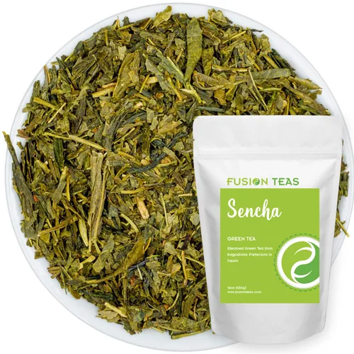Vista 10 de Té verde de nuez verde con piña, coco, almendras y arce - Té de sencha gourmet de hojas sueltas - Bolsa de 4 onzas