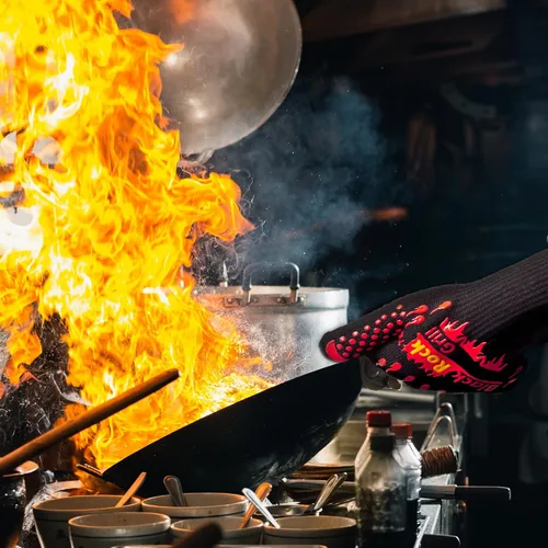 Vista 8 de Black Rock Grill Guantes de cocina resistentes al fuego y al calor 923F -11.8 in de silicona para horno de seguridad con dedos, guantes