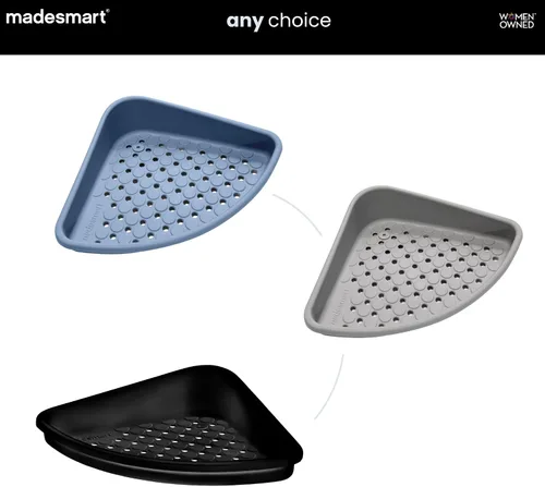 Vista 5 de madesmart Estante esquinero para bañera, organizador de baño con ventosa para champú, jabón, maquinillas de afeitar y accesorios de ducha, bandeja