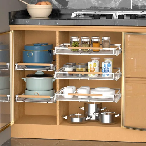 Vista 4 de Organizador de cajones extraíbles, estantes de almacenamiento deslizables extensibles, resistentes, duraderos y suaves, 12.3 a 18.3 pulgadas