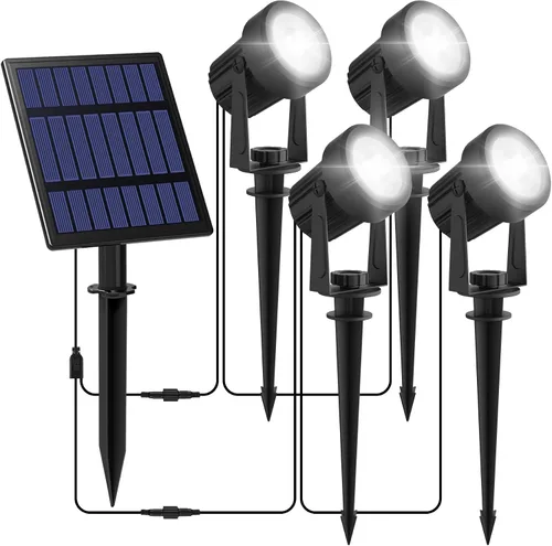 Vista 24 de Luces solares para exterior, focos de paisaje IP65 impermeables con cable de 3m, luces de pared para exterior con encendido y apagado automático