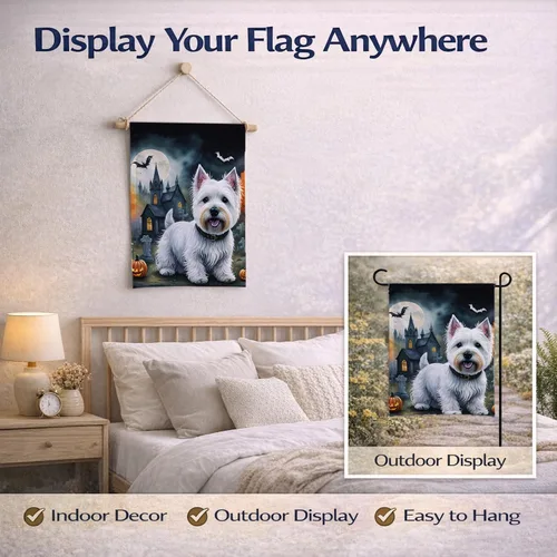 Vista 7 de Caroline's Treasures DAC2058GF Westie Spooky - Bandera de jardín de Halloween para buzón, bandera decorativa para patio exterior, patio, obras