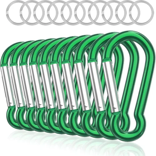 Vista 10 de Sprookber Mosquetón de aluminio, clips de caribeño, gancho de resorte para clip de llavero, juego de 10