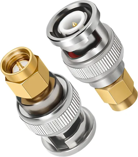 Vista 5 de Adaptador SMA a BNC, 2 unidades, SMA hembra a BNC macho RF coaxial de antena coaxial Conector convertidor de extensión de baja pérdida para BNC
