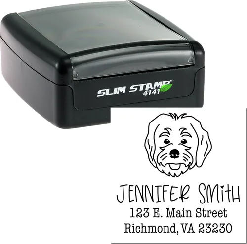 Vista 95 de Sello de dirección personalizado Basset Hound – Sello personalizable con nombre y dirección para sobres, ideal para amantes de los perros