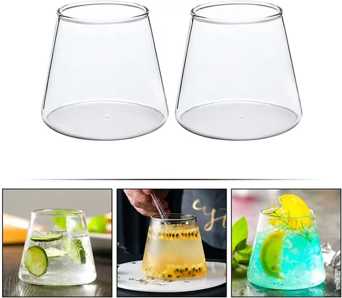 Vista 7 de Happyyami Mount Glass - Taza de cerveza creativa de cristal, 2 unidades, taza de vidrio de 10.1 fl oz, taza de café helado para jugo, latte