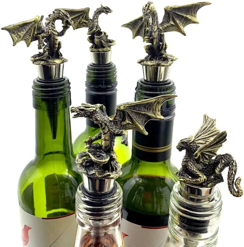 Vista 6 de Tapón decorativo para botella de vino, regalo único de dragón con diseño gótico