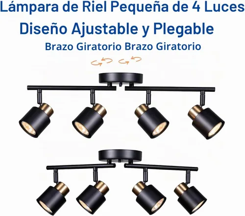 Vista 2 de Kit de iluminación de riel de 4 luces, acabado de latón negro mate ajustable con foco de techo moden empotrado para cocina, sala de estar, mejoras