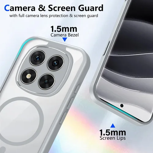 Vista 110 de Funda magnética transparente compatible con Xiaomi 17T, color negro 2 en 1 PC + TPU cubierta de teléfono a prueba de golpes, carcasa protectora