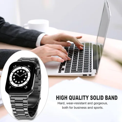 Vista 6 de Correas de acero inoxidable compatibles con Apple Watch Band de 1.929 in 1.772 in 1.732 in 1.654 in 1.614 in 1.575 in 1.496 in hombres y mujeres