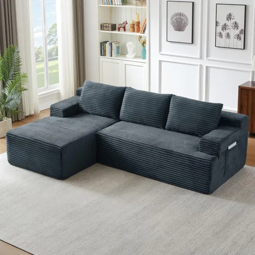 Vista 22 de Cloud Sofá modular moderno de 108 pulgadas con asiento profundo, sofás de pana sin hueso con diván en forma de L para sala de estar, no requiere