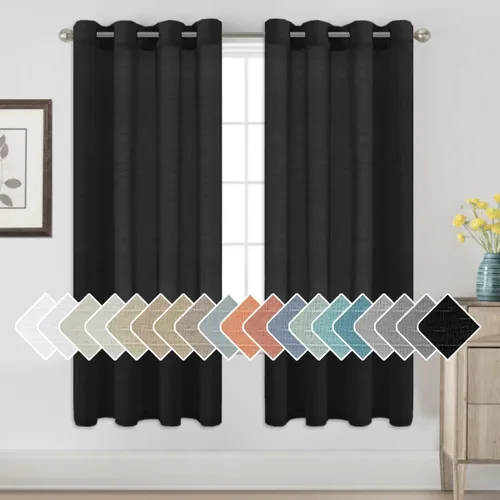 Vista 23 de H.VERSAILTEX Cortinas de lino de mezcla natural para sala de estar/cortinas de lino semitransparentes reductoras de luz de 54 pulgadas de largo
