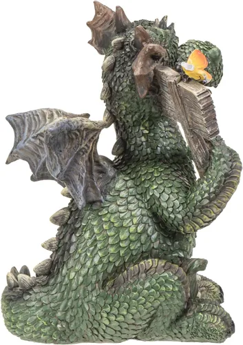 Vista 2 de Pacific Trading - Figura de dragón verde con letrero de bienvenida, 7 pulgadas