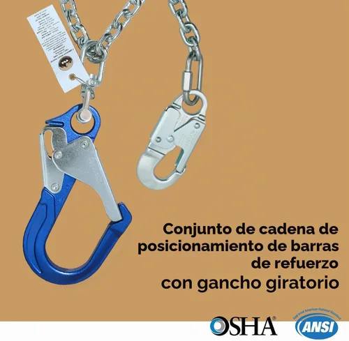 Vista 2 de Conjunto de cadena de posicionamiento de barra de refuerzo AFP con gancho giratorio (aluminio)