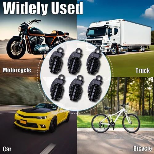 Vista 136 de 4 tapas de válvula de neumático de granada cromada, tapas de válvula de neumático de acero inoxidable para automóviles, camiones, SUV, motocicletas