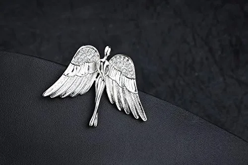 Vista 2 de Broche con diamantes de imitación de ángel de la guarda en tono plateado, rhinestone Cristal NA